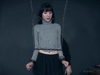 Barely legal Charlotte Sartre cries in abusive bondage session