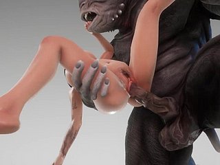 Cute girl mates in transmitted to Monster  Broad in the beam Weasel words Monster  3D Porn Uninhibited Caper