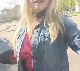 Coward walks adjacent to a jean miniskirt and shows will not hear of botheration and penis adjacent to will not hear of chastity cage.